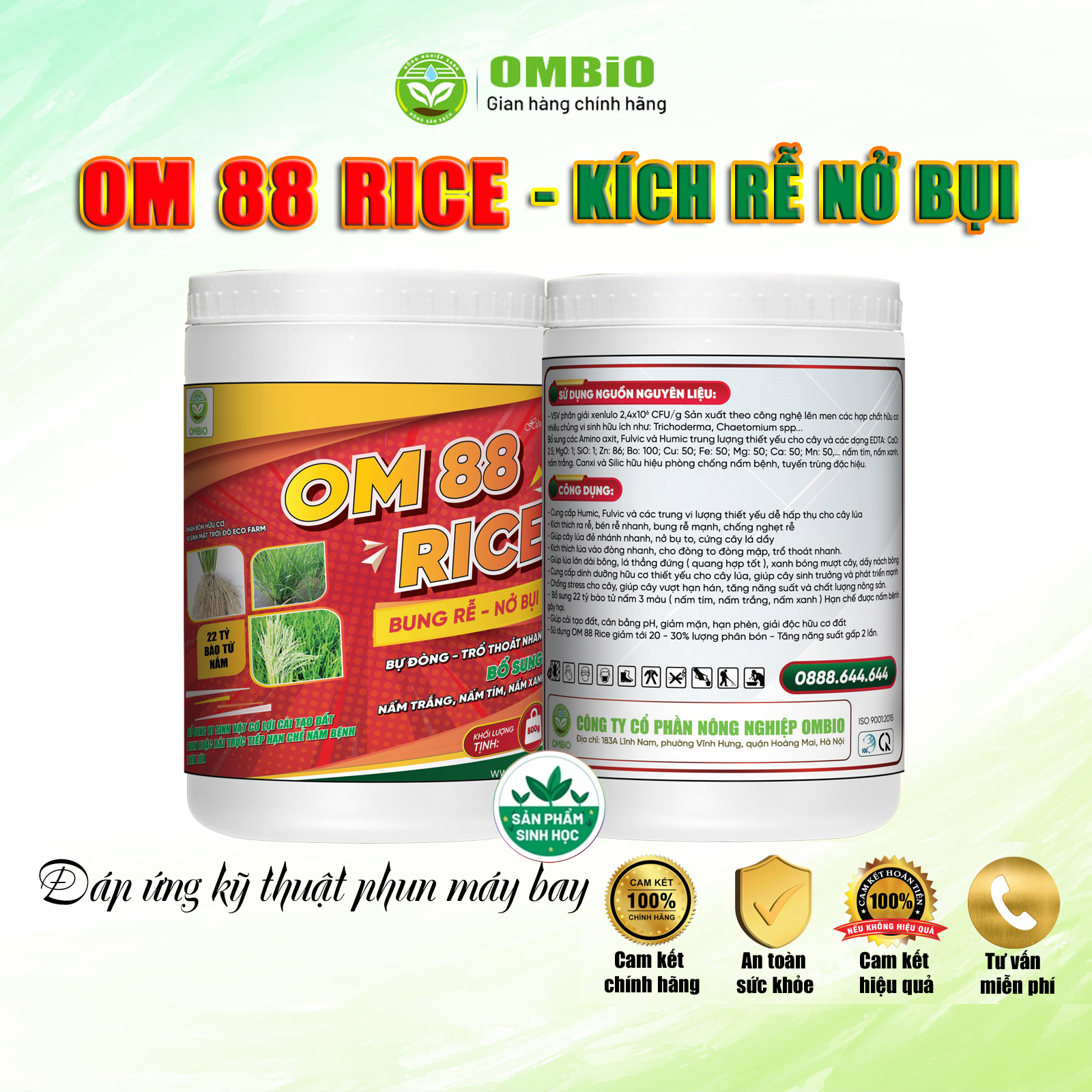 OM 88 RICE - Phân thuốc kích rễ mạnh, nảy mầm khỏe, nở bụi to, bự đòng trổ thoát nhanh