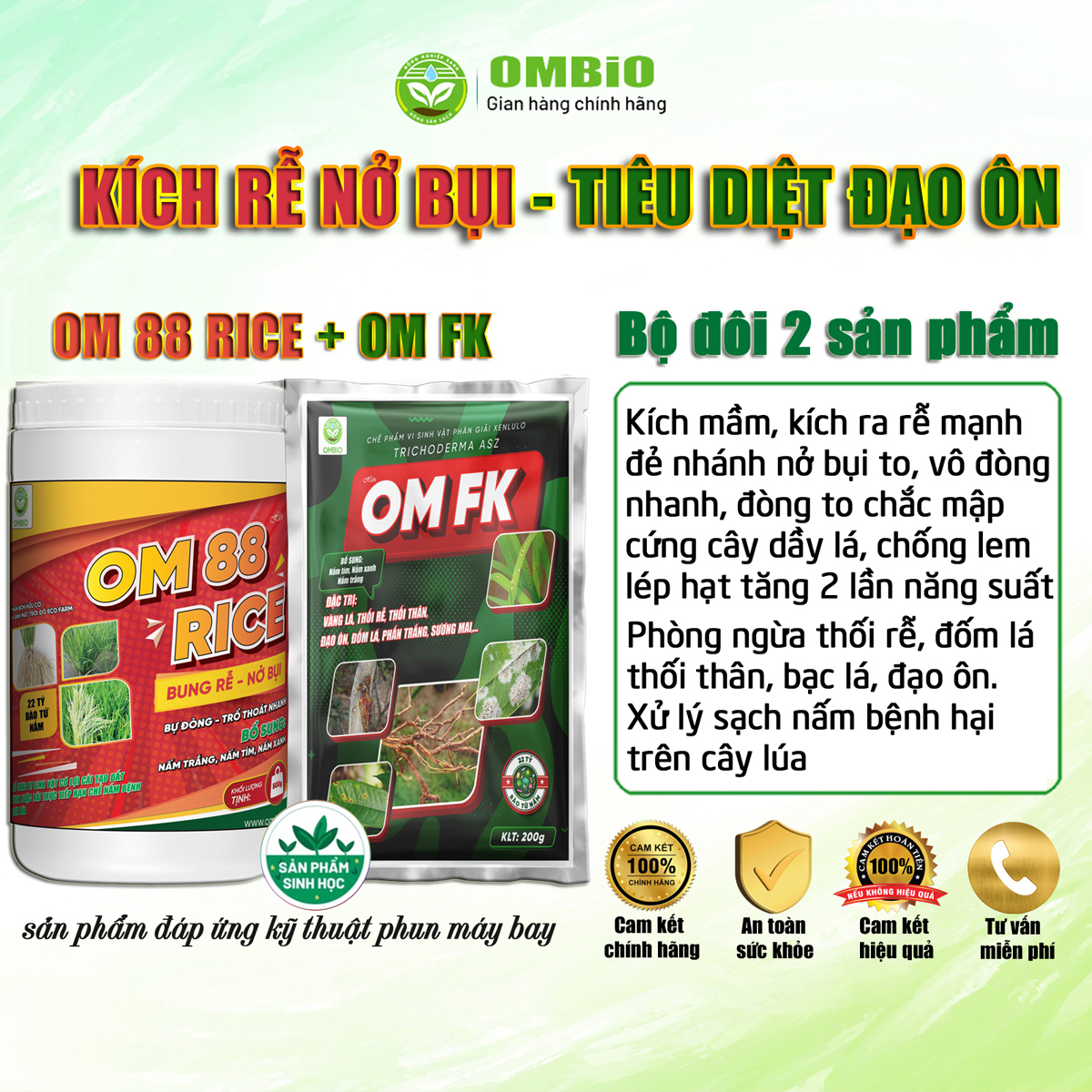 OM 88 RICE + OM FK - Bộ đôi kích rễ nở bụi - tiêu diệt đạo ôn