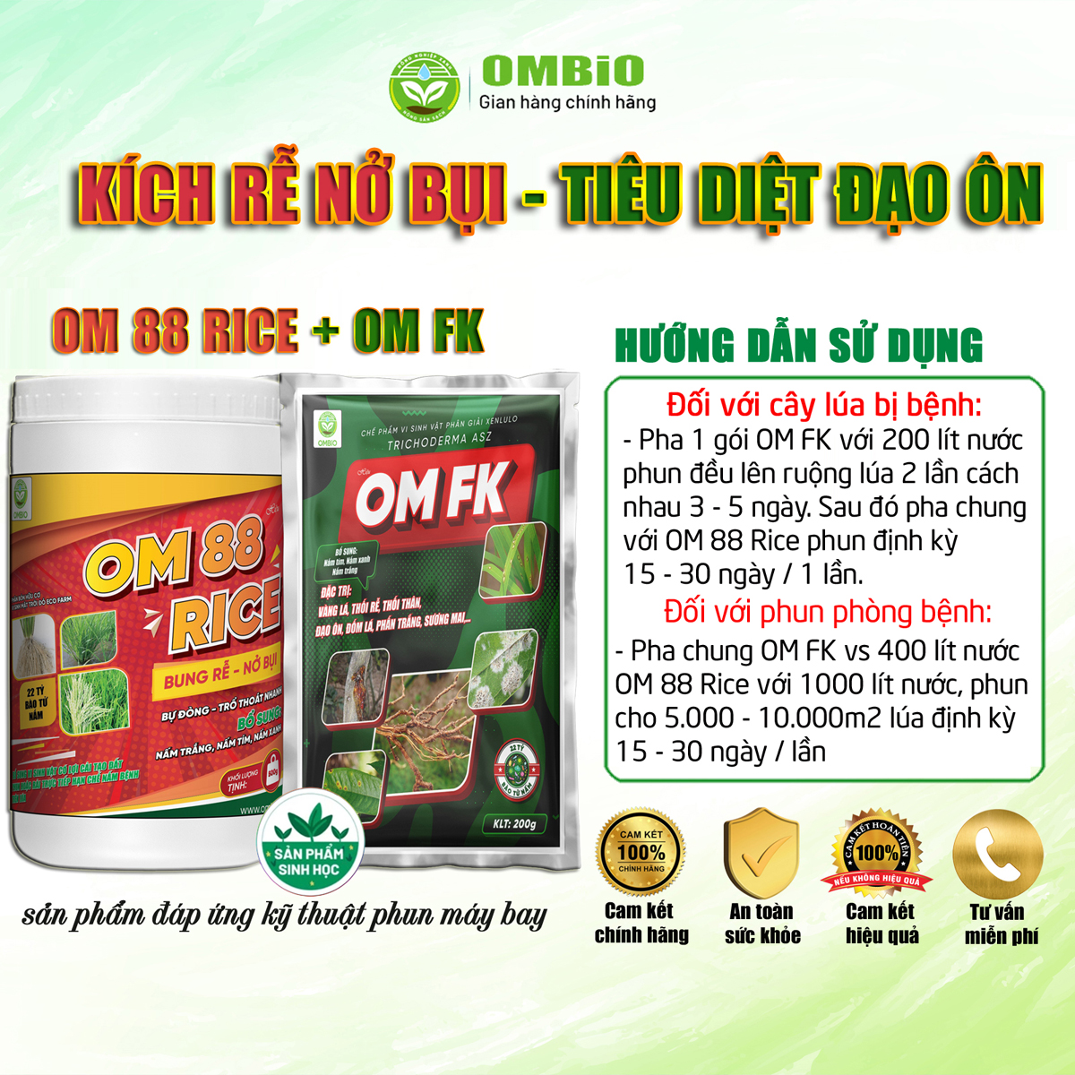 OM 88 RICE + OM FK - Bộ đôi kích rễ nở bụi - tiêu diệt đạo ôn