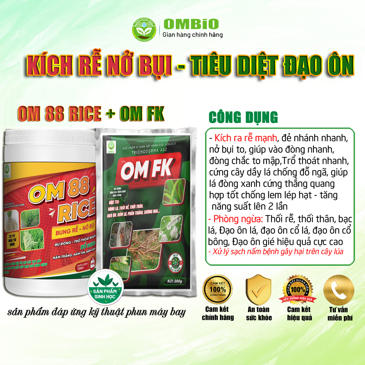 OM 88 RICE + OM FK - Bộ đôi kích rễ nở bụi - tiêu diệt đạo ôn