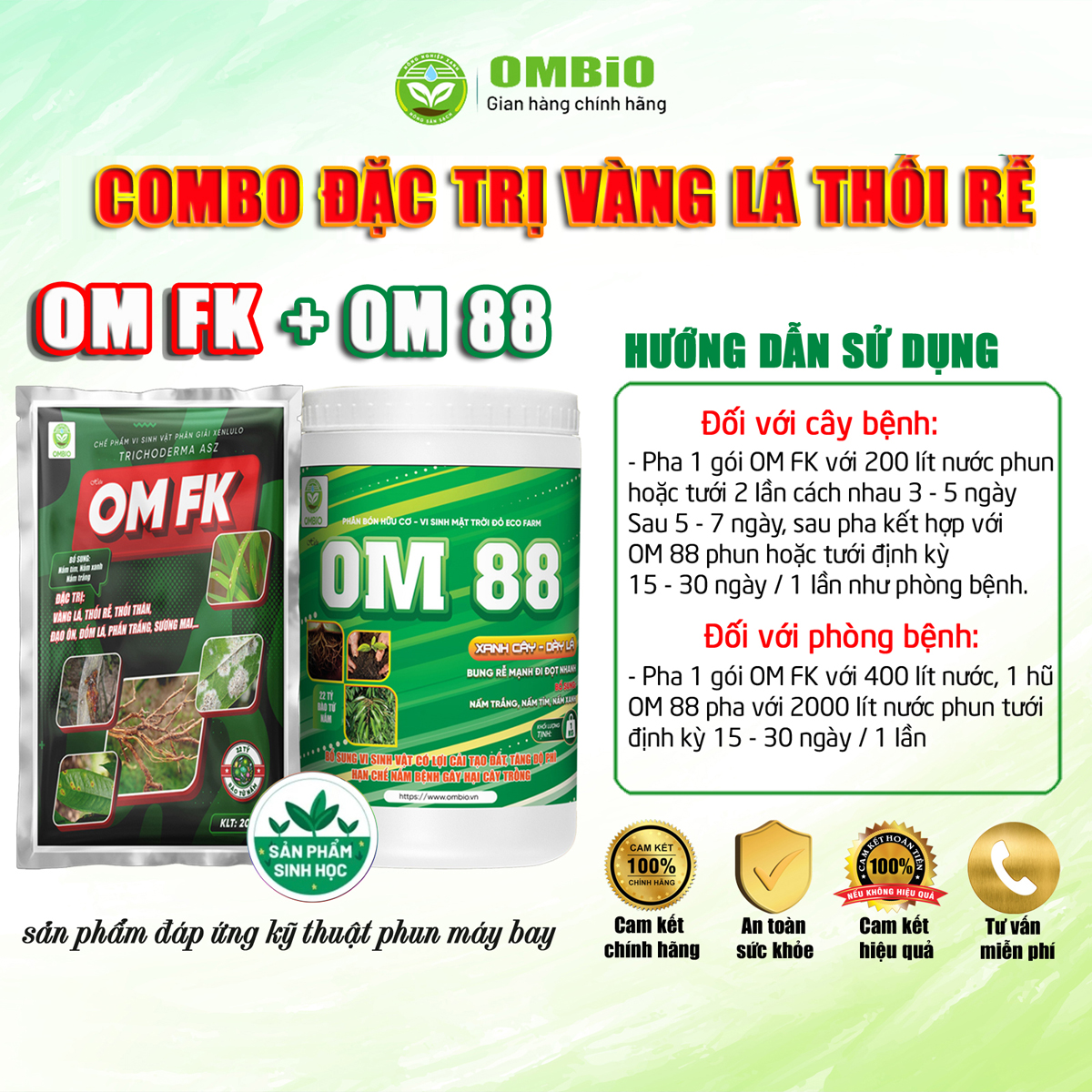 OM FK + OM 88 - Combo đặc trị vàng lá thối rễ, phục hồi cây