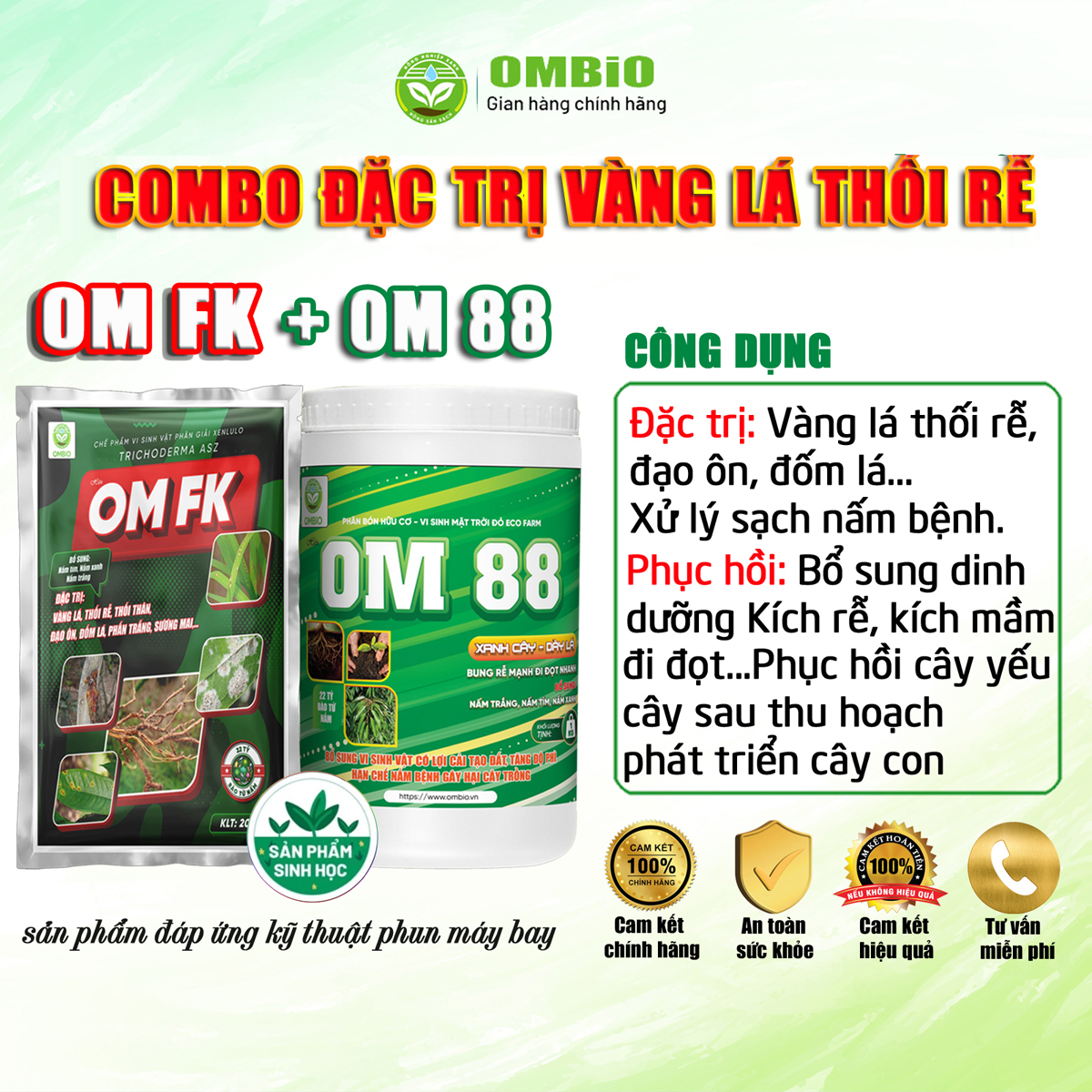 OM FK + OM 88 - Combo đặc trị vàng lá thối rễ, phục hồi cây