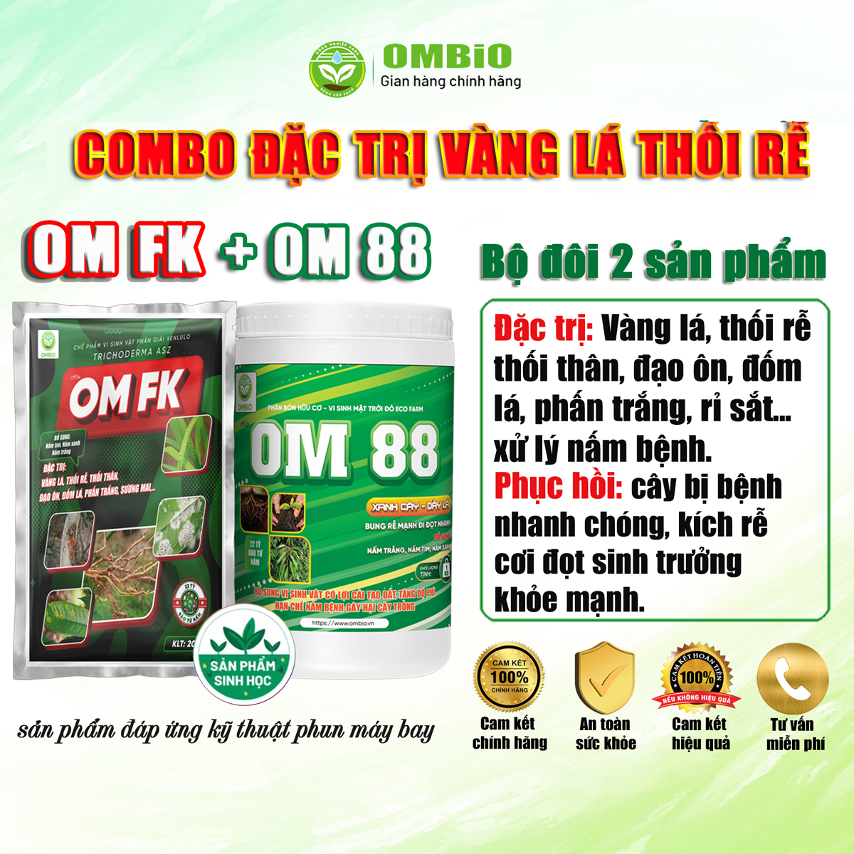 OM FK + OM 88 - Combo đặc trị vàng lá thối rễ, phục hồi cây